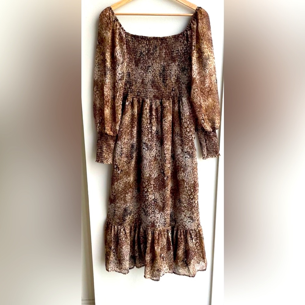 Betsey Johnson Cottagecore Smocked Midi
Dress Long-Sleeve - Large